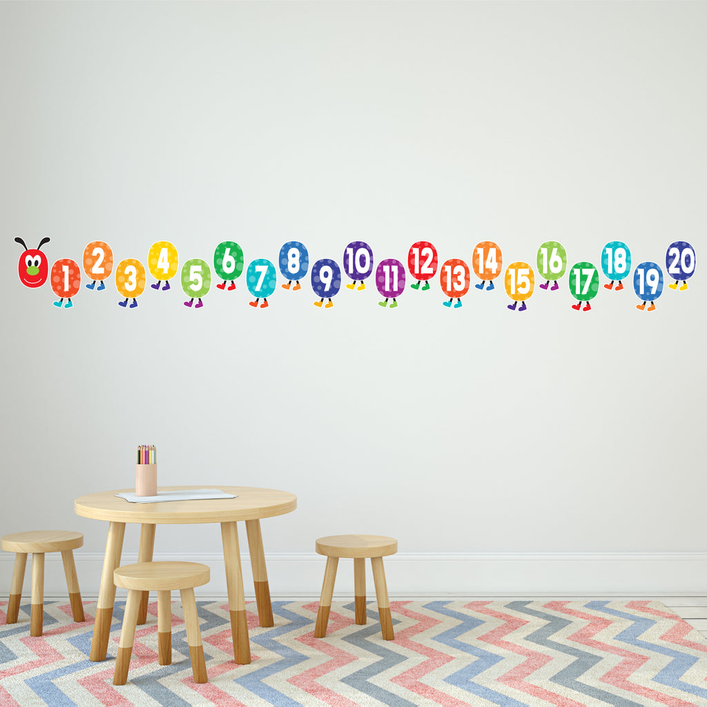 Counting caterpillar learn your numbers removable wall decals for kids