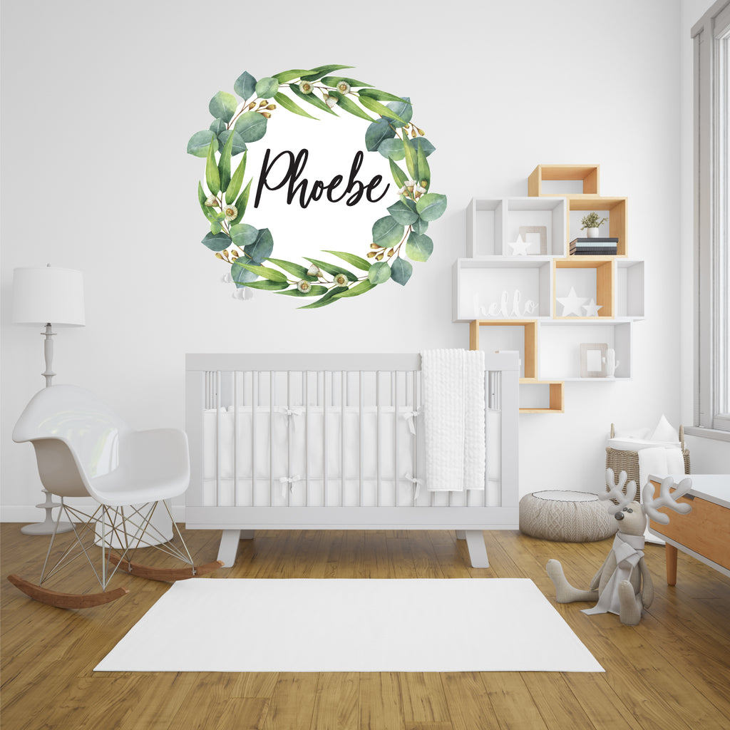 Floral kids name removable wall decal