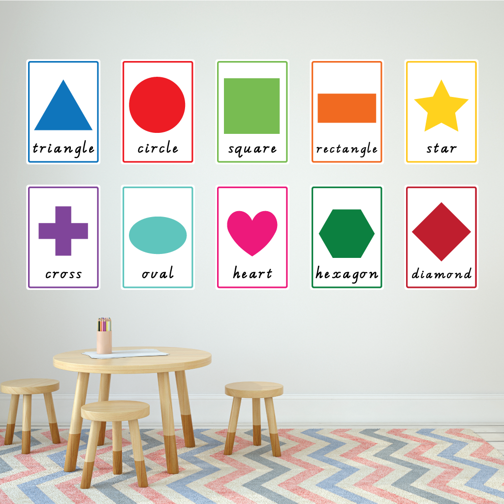 Learning your shapes removable wall decals for kids home schooling