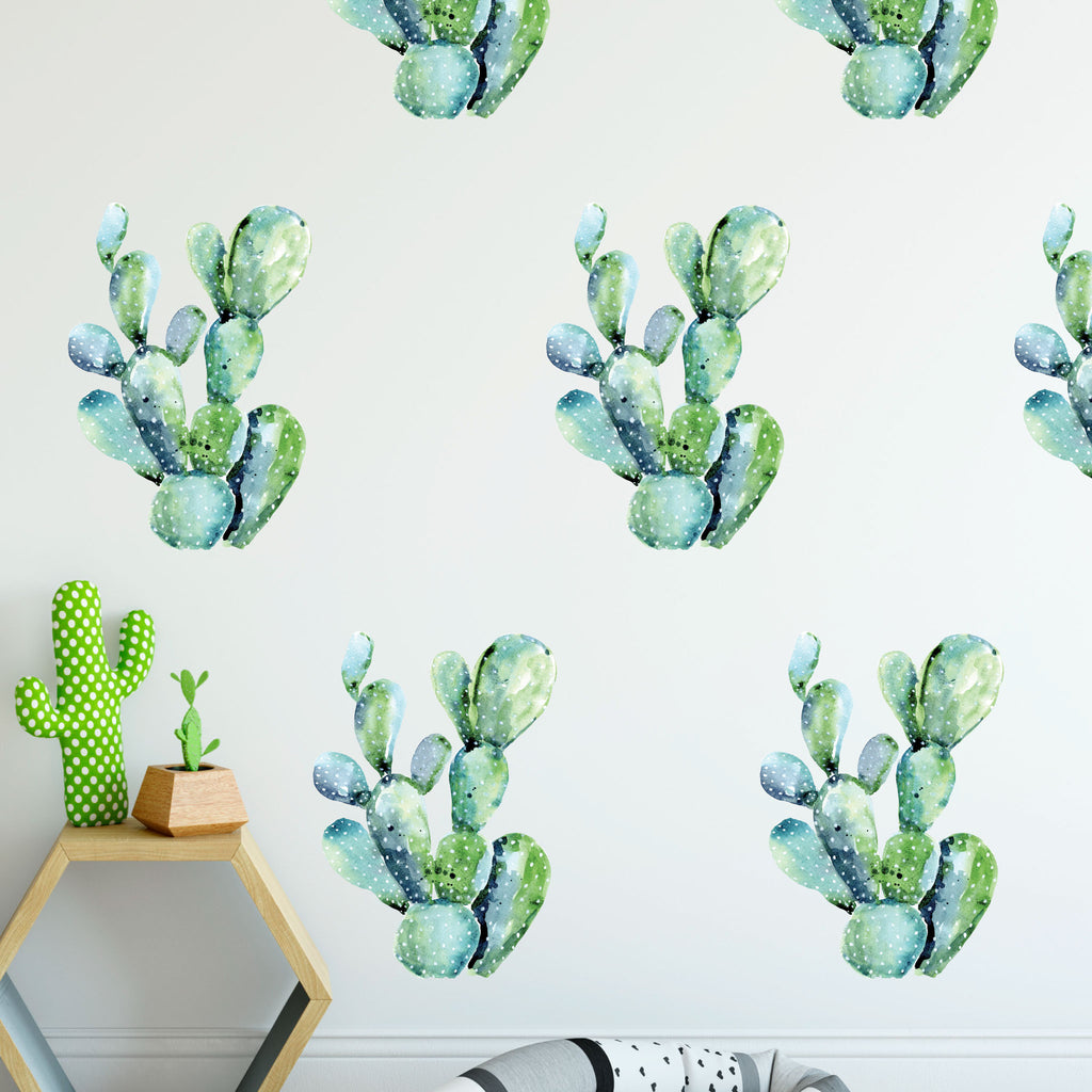 Watercolor cactus removable wall decal 