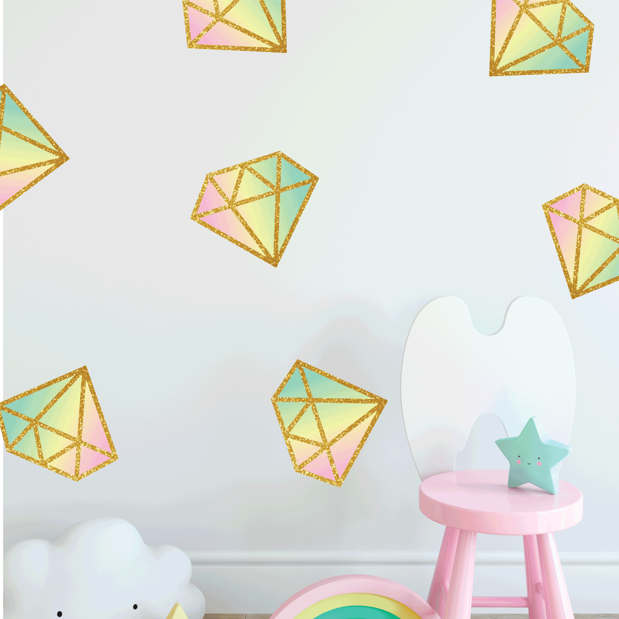 Watercolor diamonds removable wall decal 