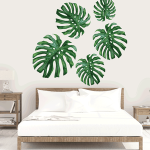 Watercolor palm leaves removable wall decal 