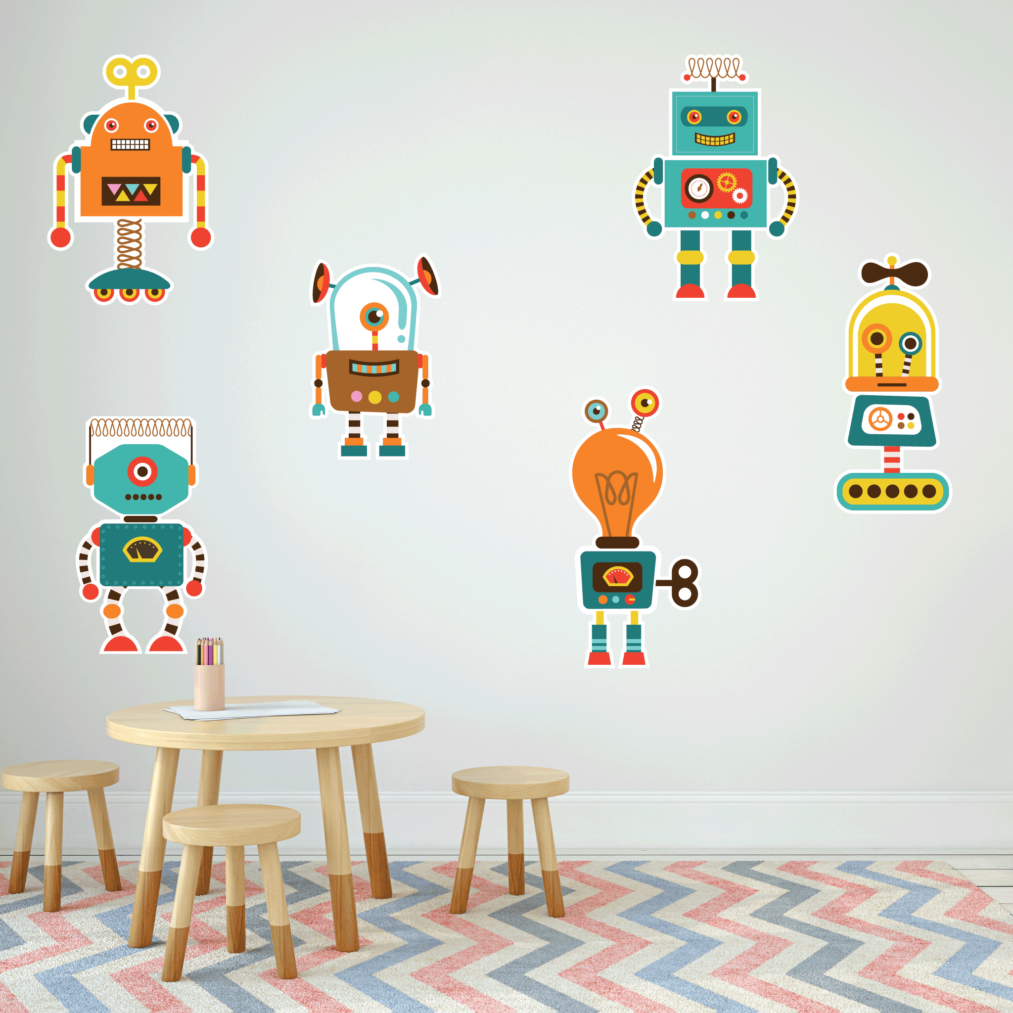 Superhero robots removable wall decal