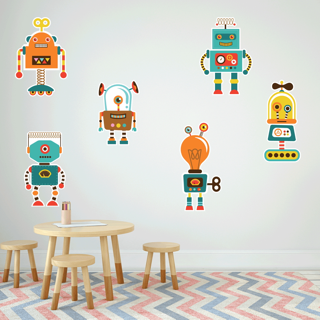 Superhero robots removable wall decal