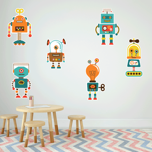 Superhero robots removable wall decal