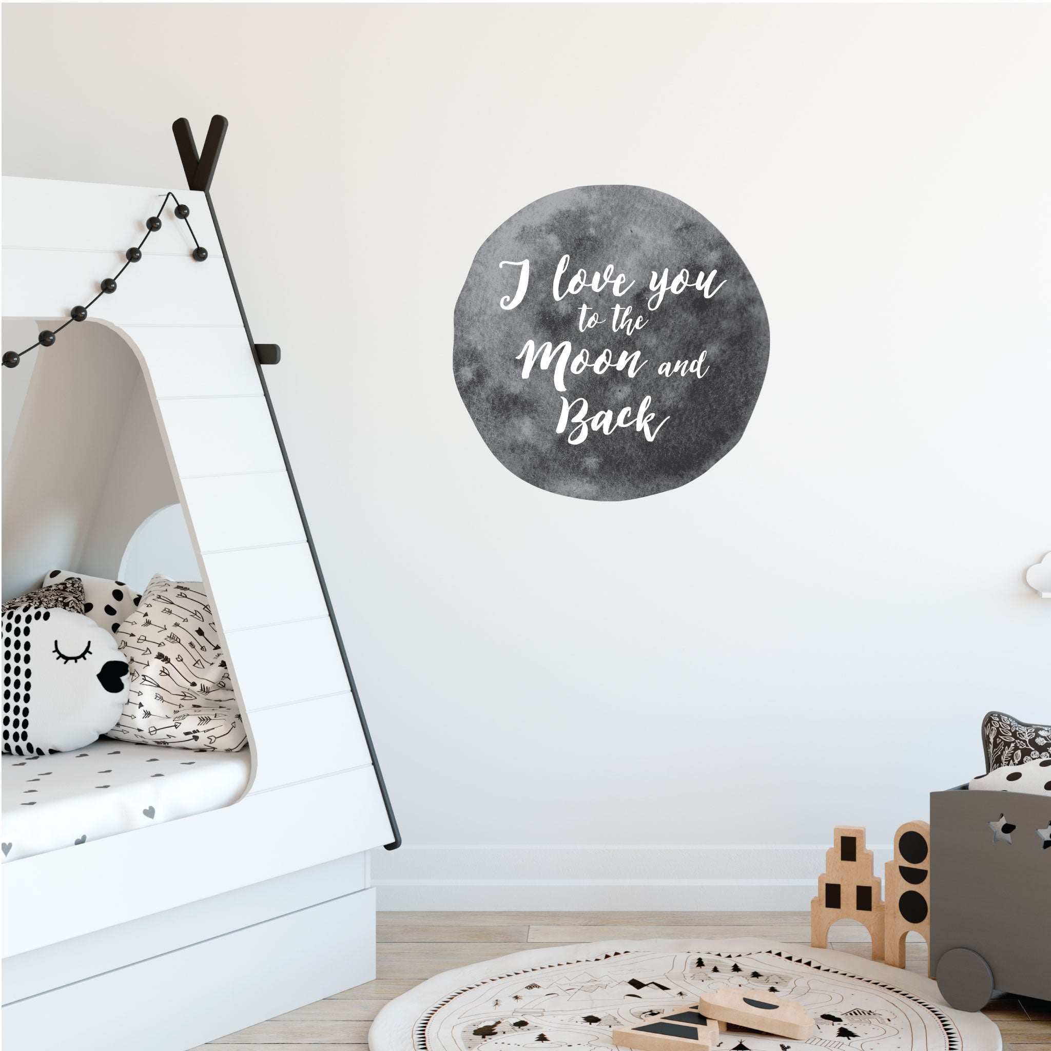 Watercolor I love you to the moon and back removable wall decal 