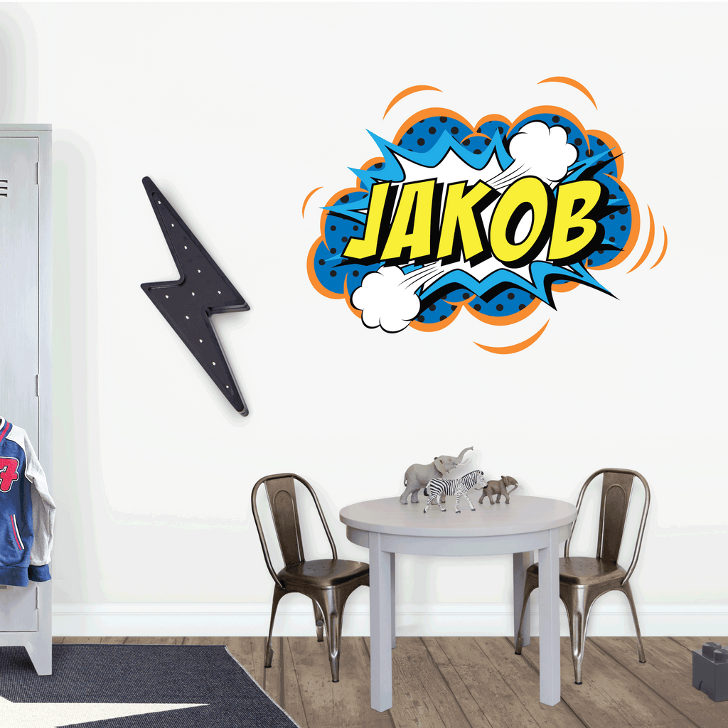 Superhero kids name removable wall decal