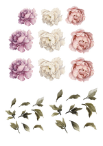 Load image into Gallery viewer, Watercolor Flowers peony pink and white removable wall decal 
