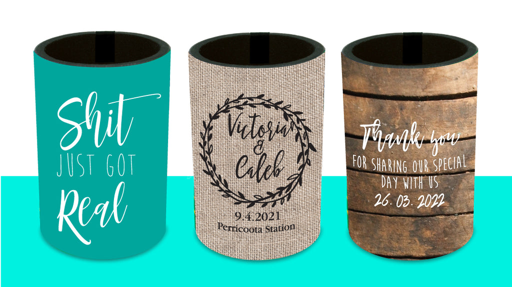 Stubby Coolers Holders Sublimation Printing Melbourne Wedding Bucks Birthday 40th Hens events business wedding bride groom